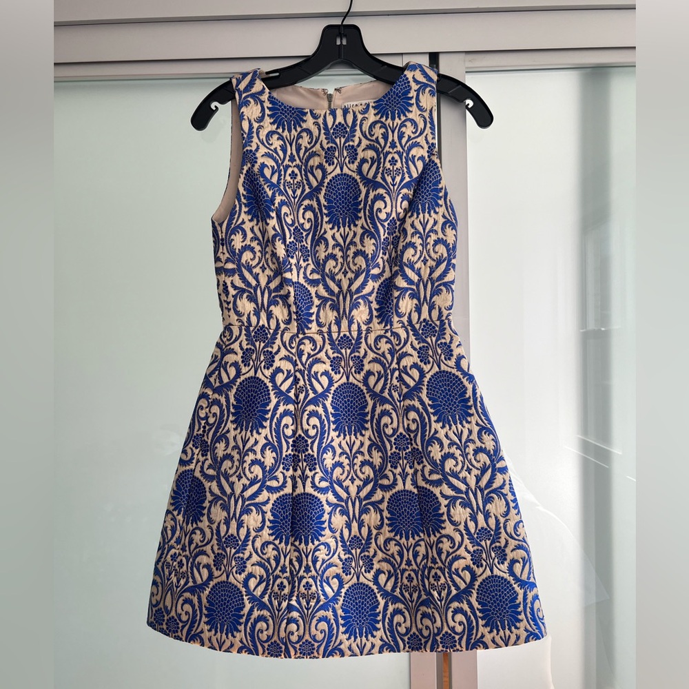 Alice and Olivia Carrie A Line Structured Brocade Mini Dress